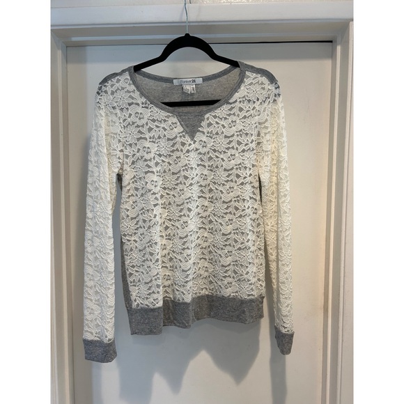 White Lace Long Sleeve Top - Picture 1 of 4